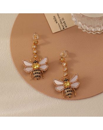 925 Silver Bee Earrings, Bee Dangle Earrings, Bee Jewelry | DMS342