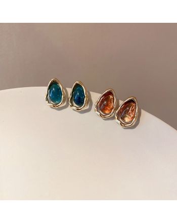 Fashion Teardrop Stud Earrings, Resin Earrings, Blue Earrings | HE6199